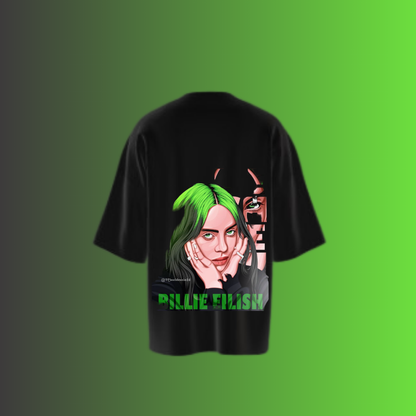 Oversized black Billie Eilish printed t-shirt