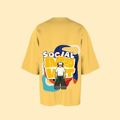 Yellow Social Introvert Printed Oversized T-Shirt – Trendy & Comfy Streetwear