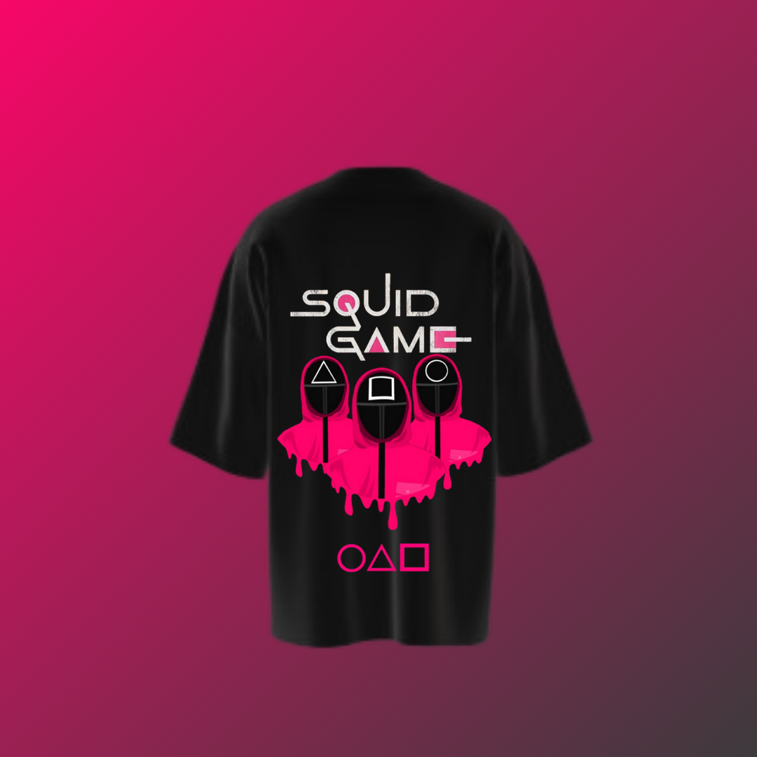 Black Oversized Squid Game 2 Printed T-Shirt