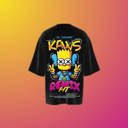 Black Oversized T-Shirt – Ay Caramba Kaws Cartoon Print